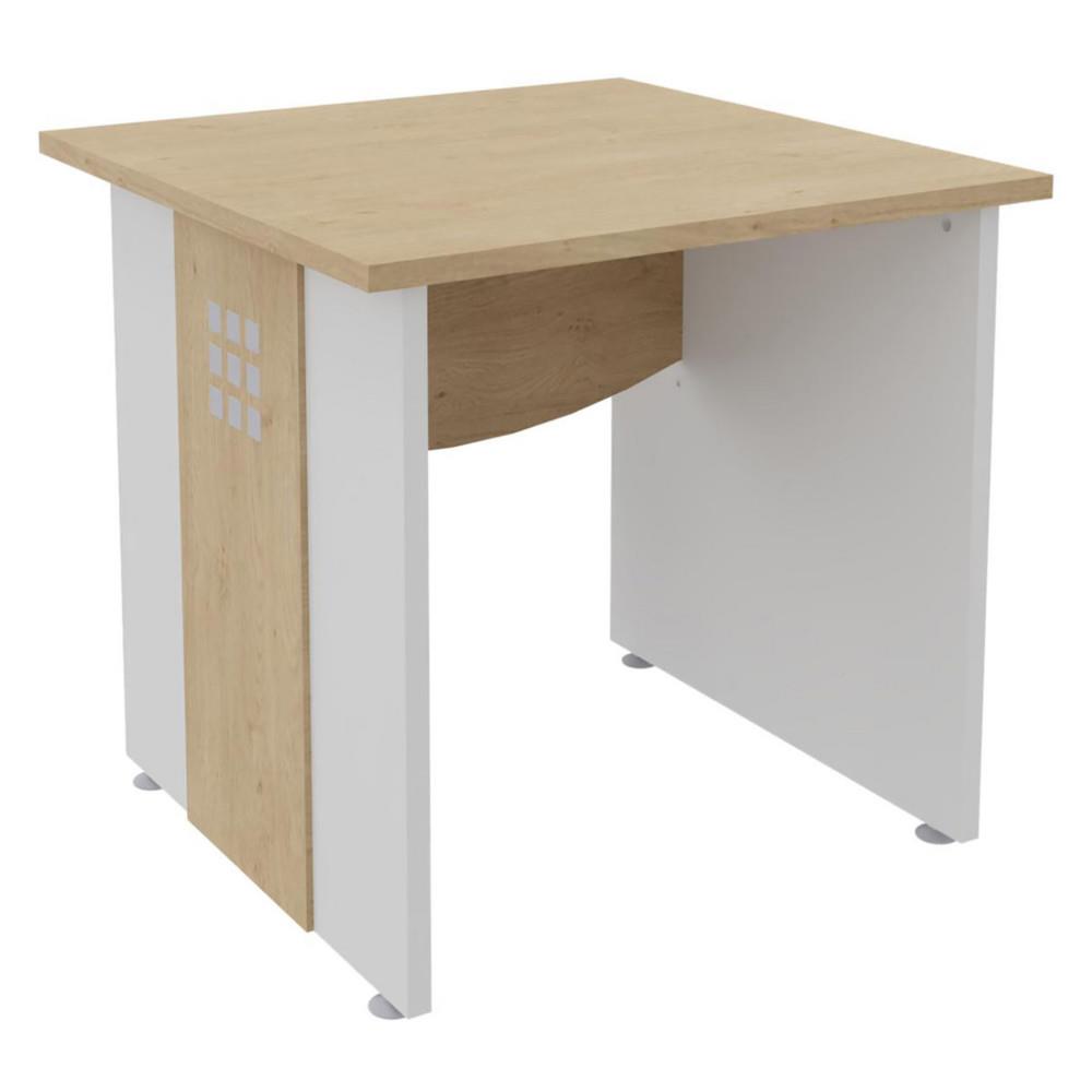 Bureau droit Boreal L 80 x P 80 cm - Plateau Chne- Pieds pleins Blanc,Chne