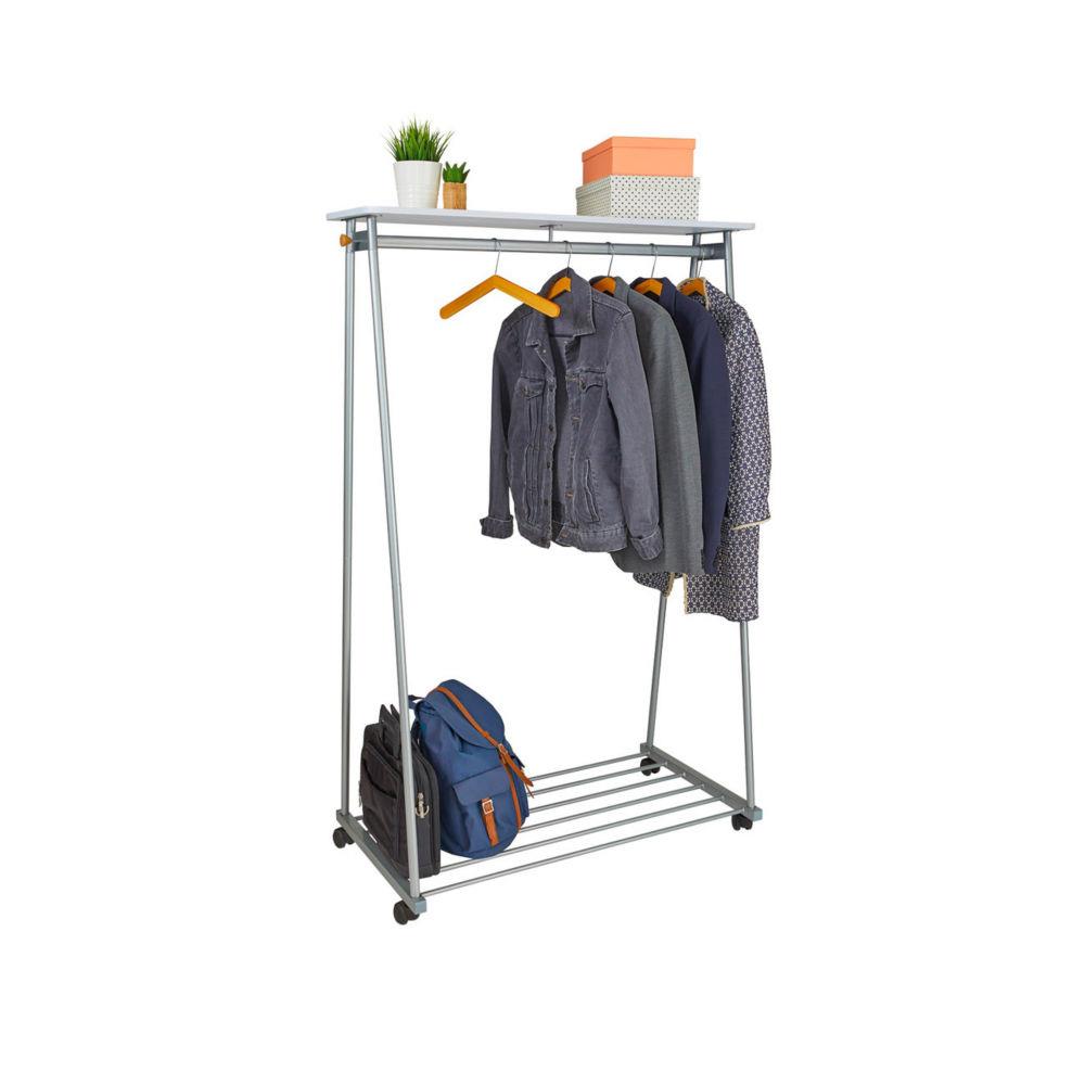 Portant  vtements Alba - dressing mobile en acier / bois - Gris avec 6 cintres en bois
