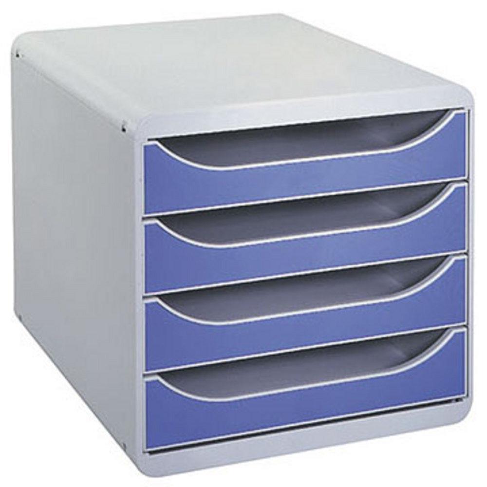 Caisson de classement  4 tiroirs Big Box - gris/bleu