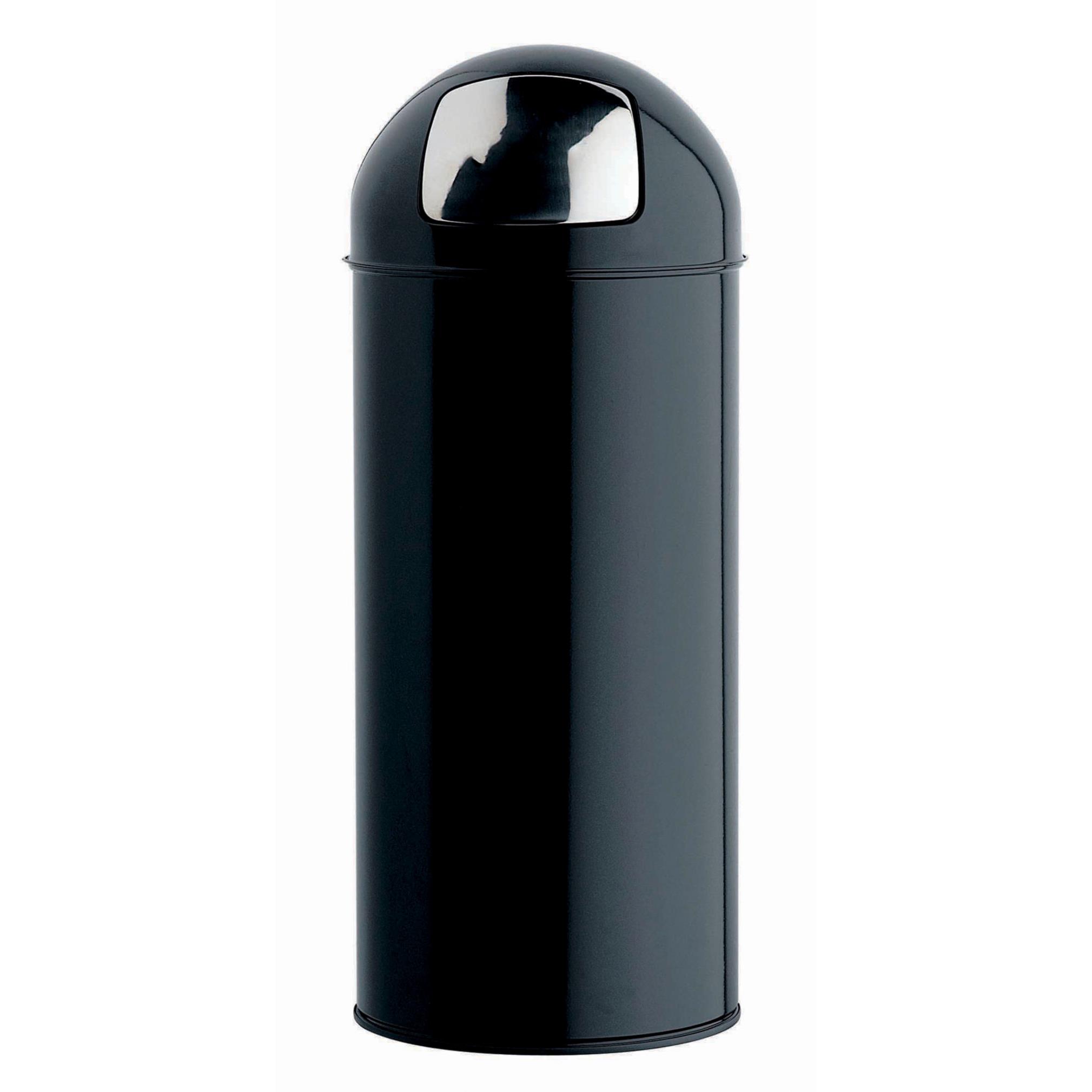 Poubelle Rossignol Push avec couvercle  trappe en mtal - 45 L - D 31, H 77,5 cm - noir