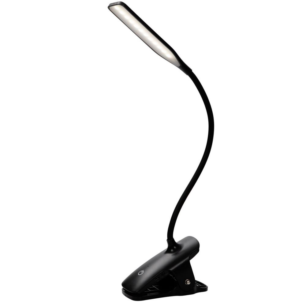 Lampe de bureau Alba Ledclip - Ampoule Led - 2,8W - Rechargeable - Bras flexible - Noir