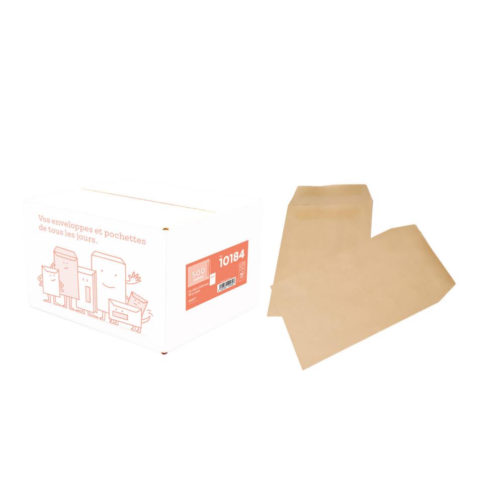 Pochette kraft brun PEFC C5 - 162 x 229 mm 90g sans fen�tre - Autocollante - Lot de 500