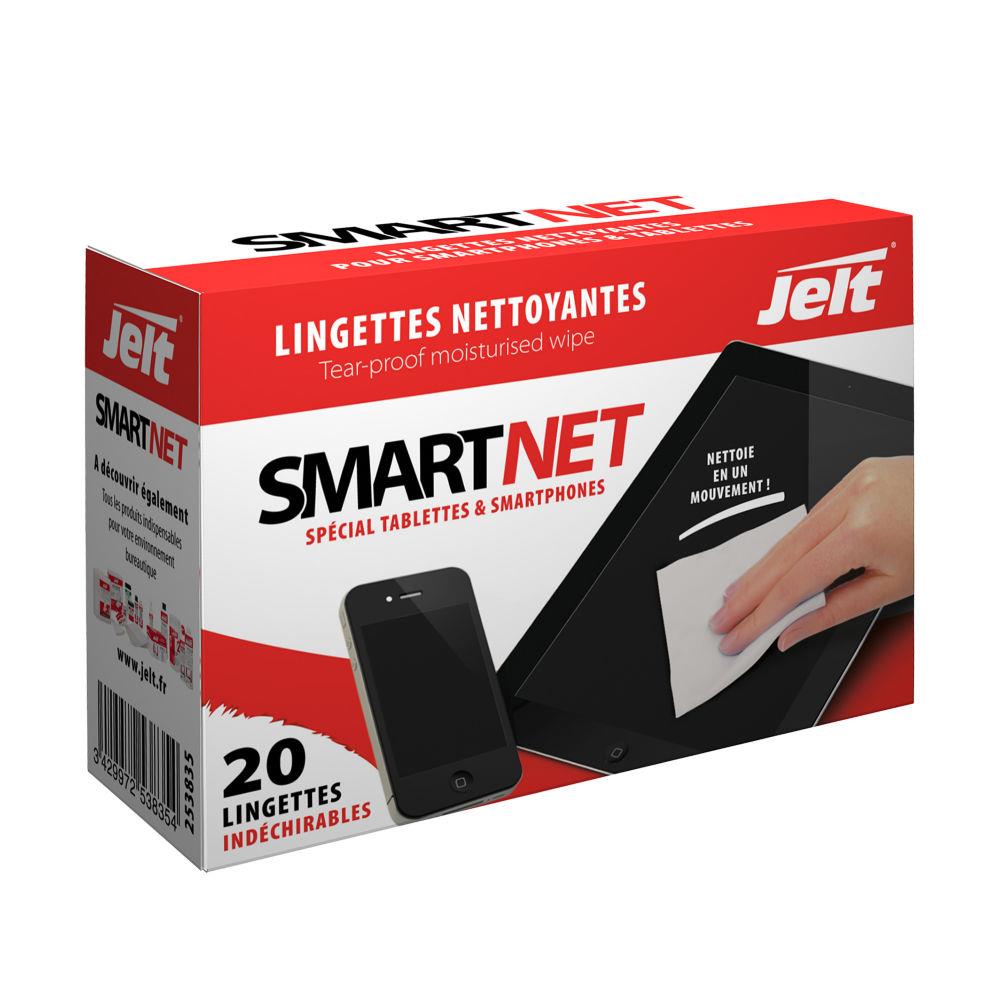 Bote de 20 lingettes individuelles Jelt SmartNet pour tablettes et smartphones