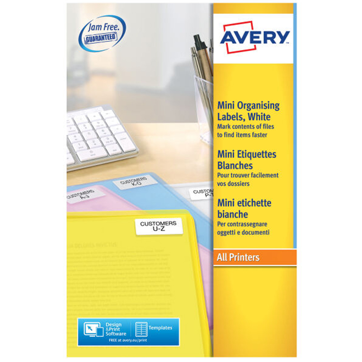 Etiquettes Avery L7656 - pour titrage diapositive - impression laser - 46 x 11,1 mm - blanc - 25 feuilles
