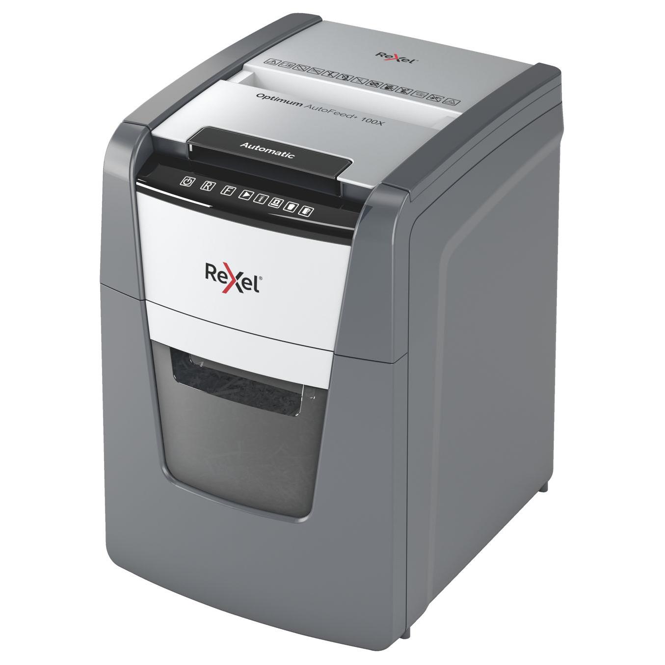 Rexel optimum autofeed+ 100x destructeur de papier destruction croise 55 db 22 cm noir, gris