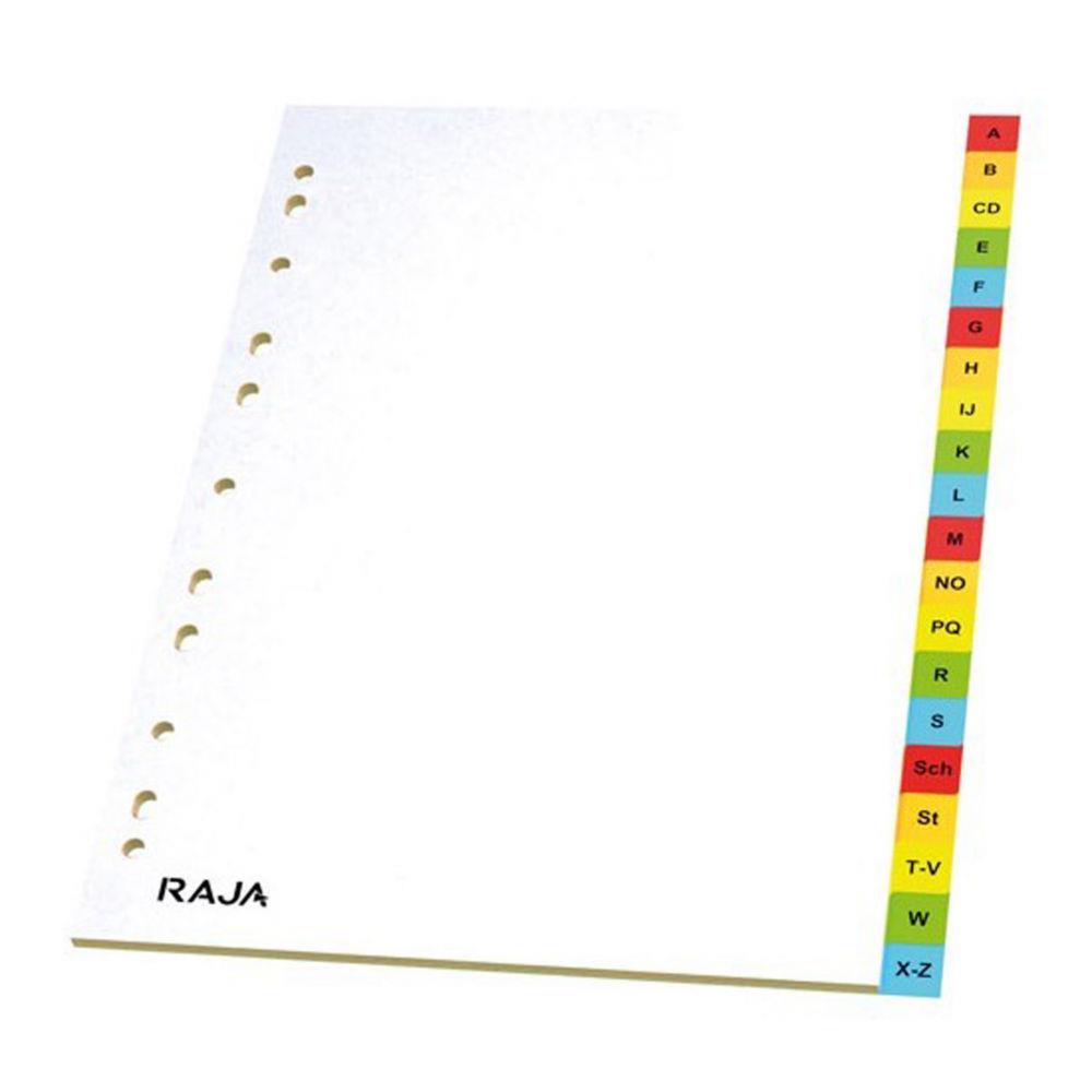 Intercalaires alphabtiques A4 RAJA en polypropylne blanc - 20 divisions couleur