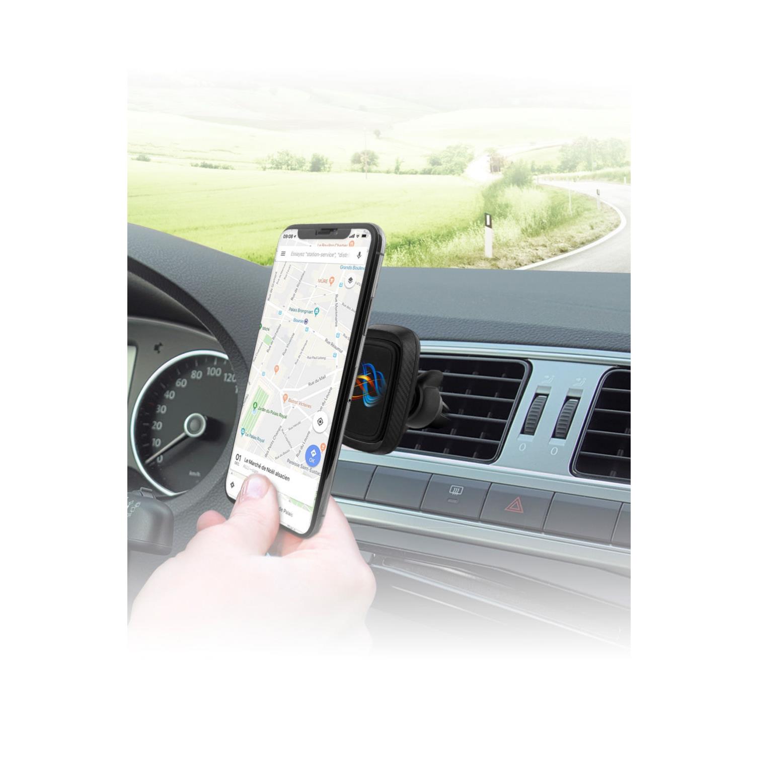 Support smartphone voiture - fixation magntique pour grille d'aration