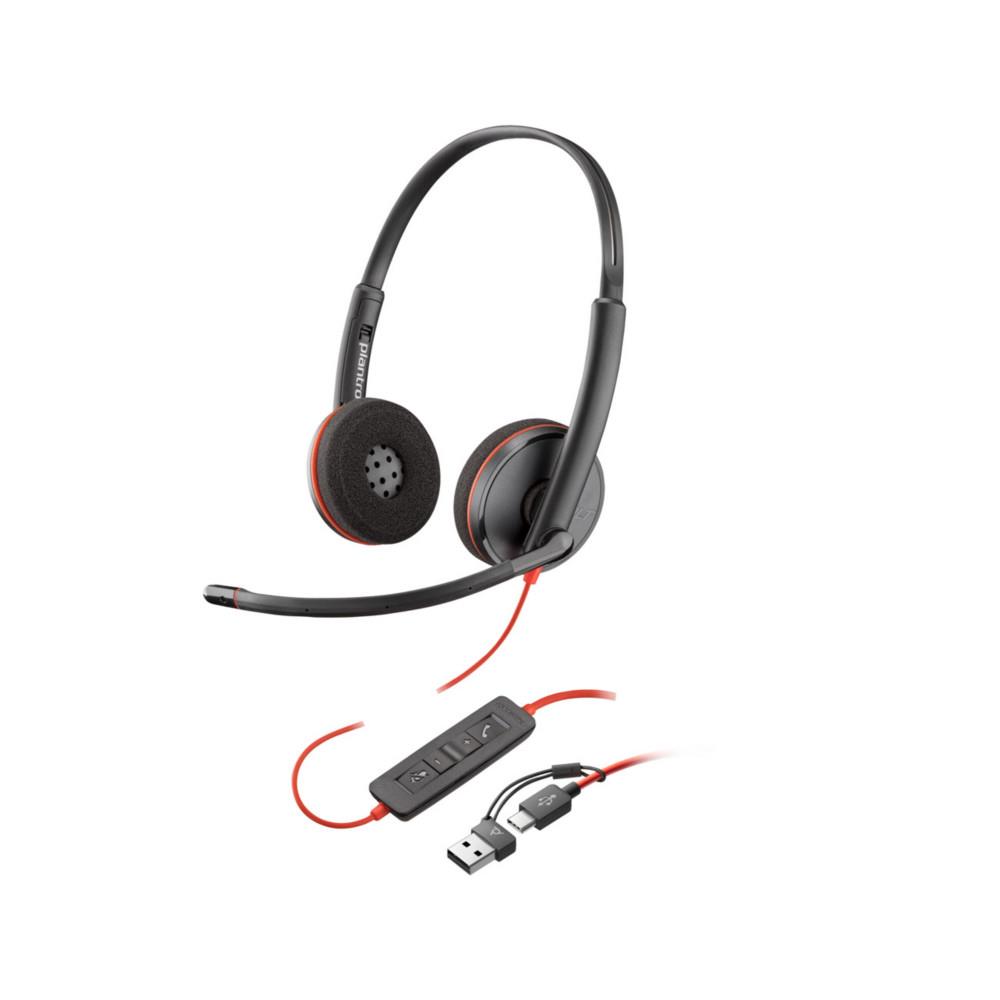 3220 Blackwire Poly St�r�o Poly Micro Casque filaire Duo USB-C + adaptateur USB-C/A