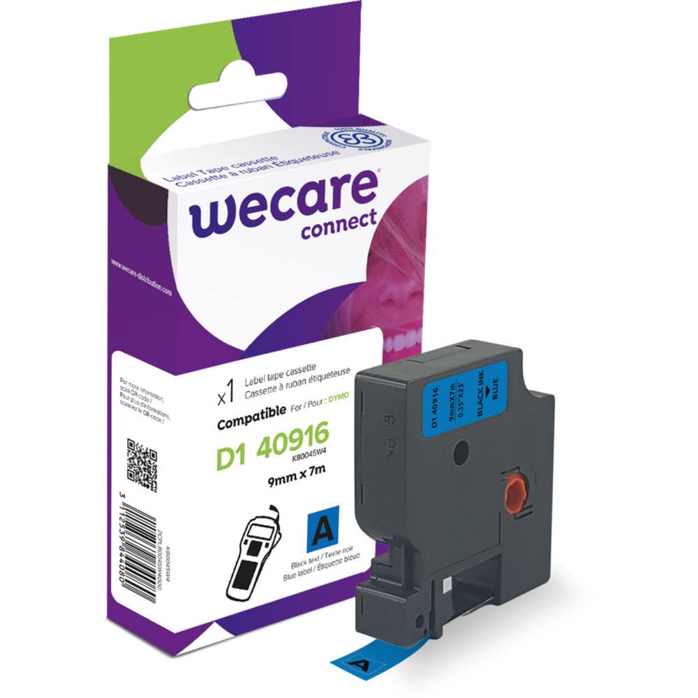 Ruban compatible Wecare D1 Dymo 40916 / S0720710 - 9 mm x 7 m - K80045W4 - Noir sur Bleu