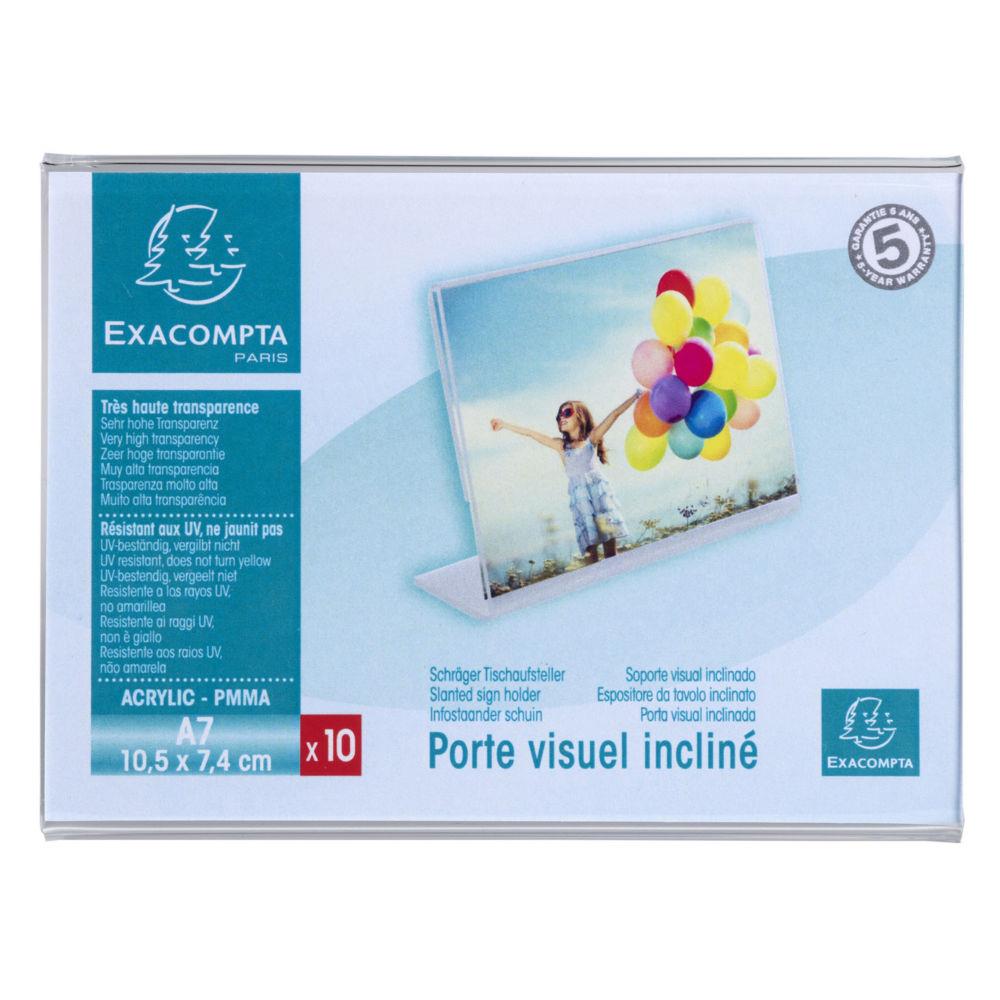 Prsentoir de table horizontal inclin de carte de visite A7 Exacompta Cristal - Transparent - Lot de 10