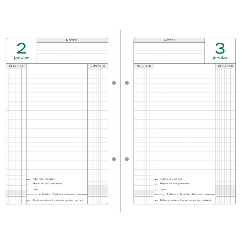 Recharge pour agenda de caisse perpetuel Exacompta format 16 x 24 cm