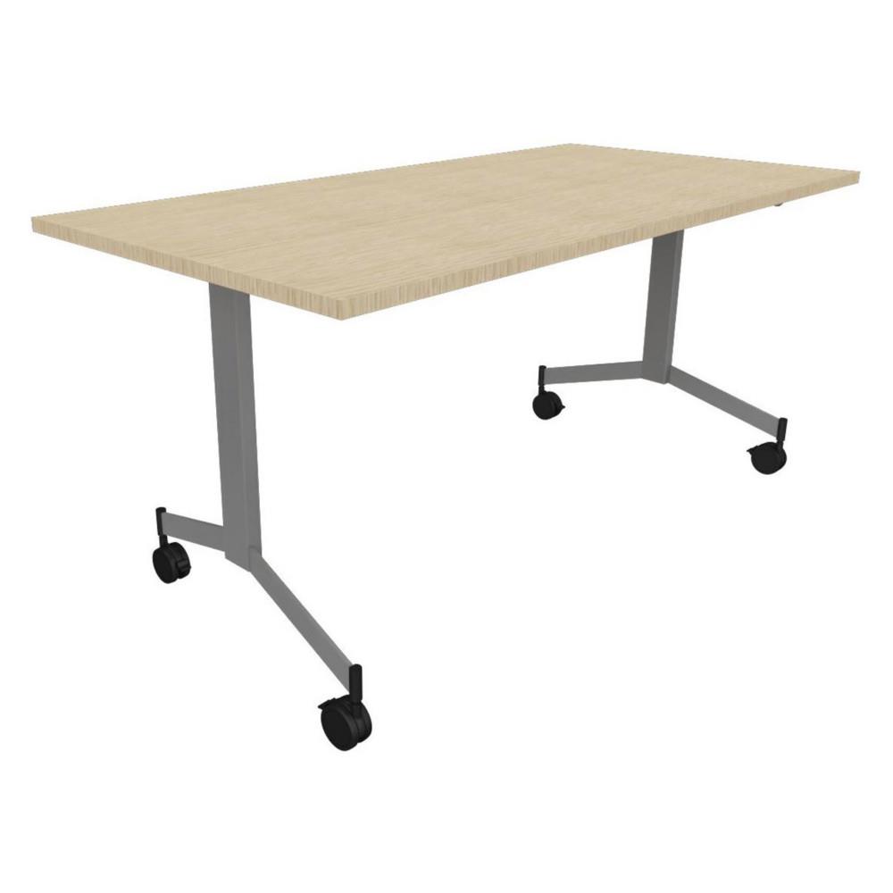 Table basculante � roulettes 160 cm x 80 cm - Ch�ne pieds m�tal Aluminium