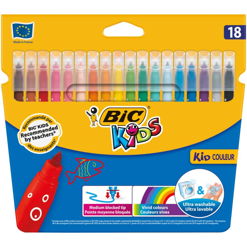 Etui de 18 feutres de coloriage Bic Kids Couleur - pointe moyenne - coloris assortis