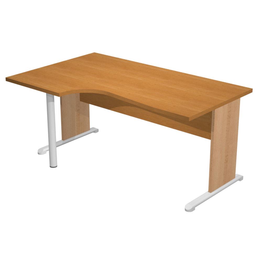 Bureau d'angle compact retour  gauche Pulse Bois - L160 x P100 cm - Plateau Aulne - Pieds L Htre
