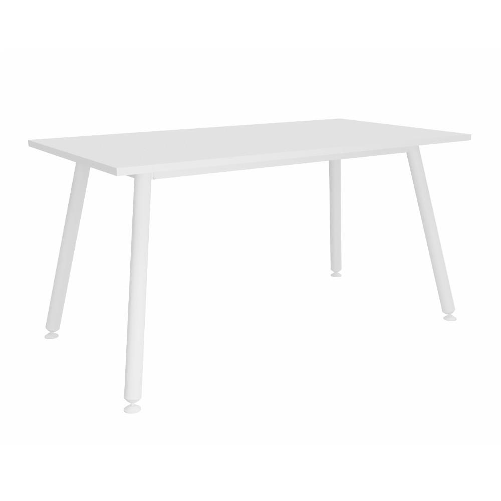 Table rectangulaire Knot 140 x 80 cm - 4 pieds mtal inclins - Blanc