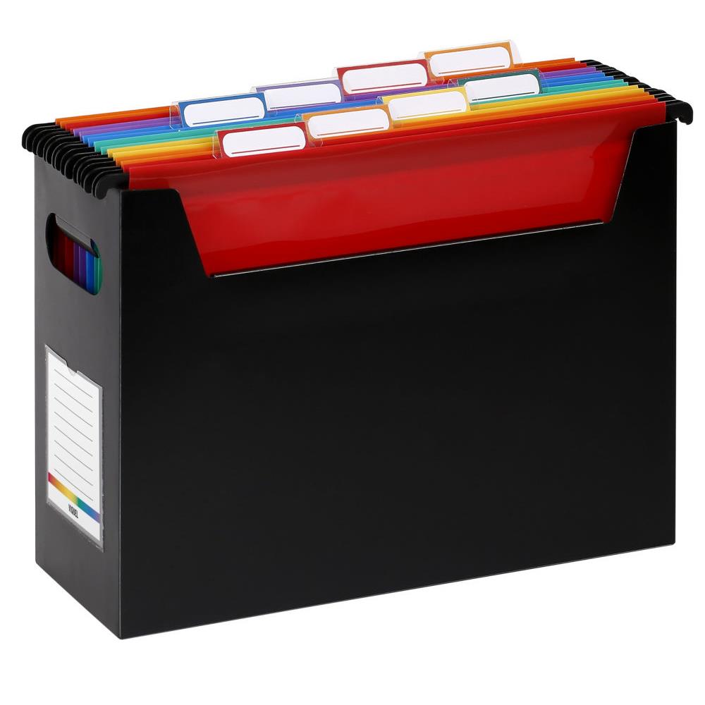 Bac de classement Viquel Rainbow Class en polypropylne avec 8 dossiers suspendus A4  - Noir / Multicolores