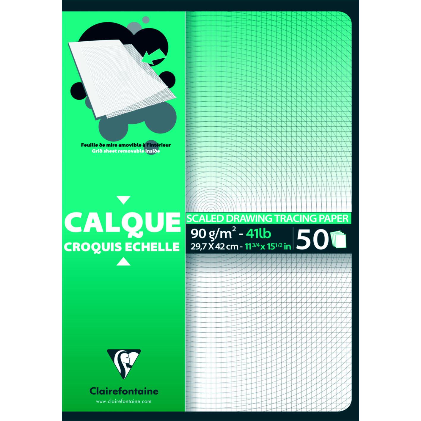 Calque Croquis chelle A3 uni 92g Clairefontaine - Bloc de 50 feuilles