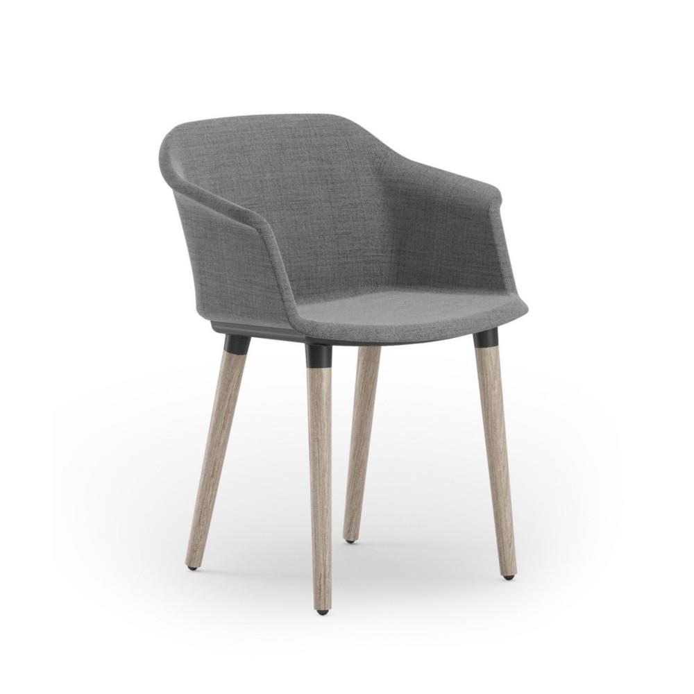 Fauteuil visiteur Ys� - Tissu Gris pieds Bois