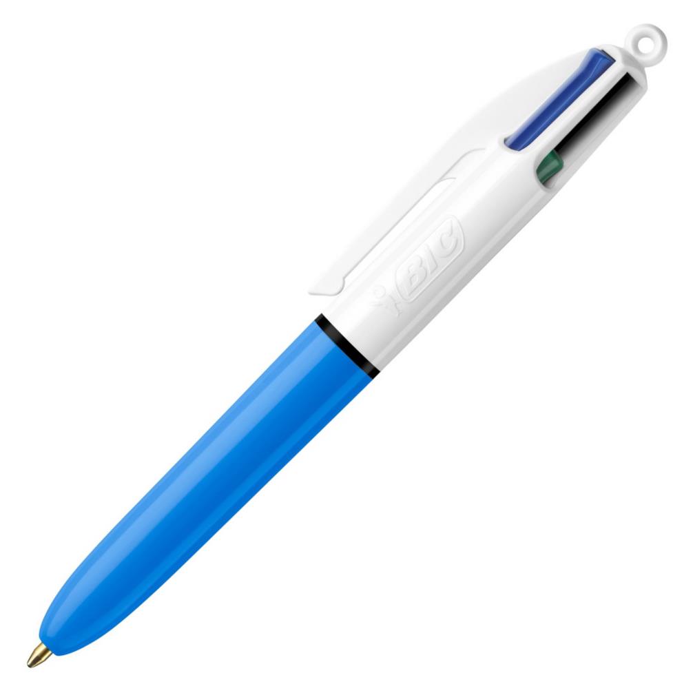 4 couleurs Bic format mini - pointe moyenne rtractable - corps bleu