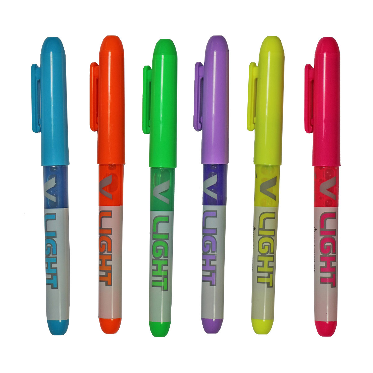 Pochette de 6 surligneurs de poche Pilot V-light - pointe biseaute - assortis