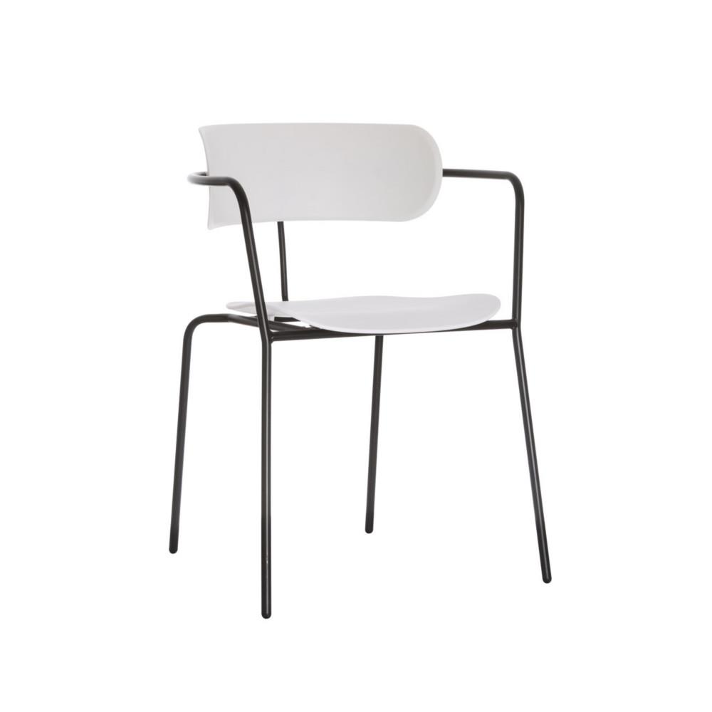 Paperflow Chaise Bistro polypropyl�ne - Blanc avec pi�tement Noir - Lot de 4