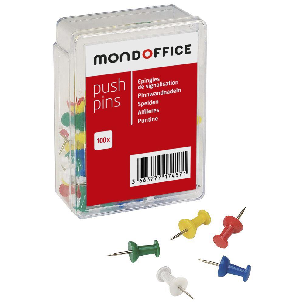 Push pins Mondoffice - Coloris opaque assortis - boite de 100