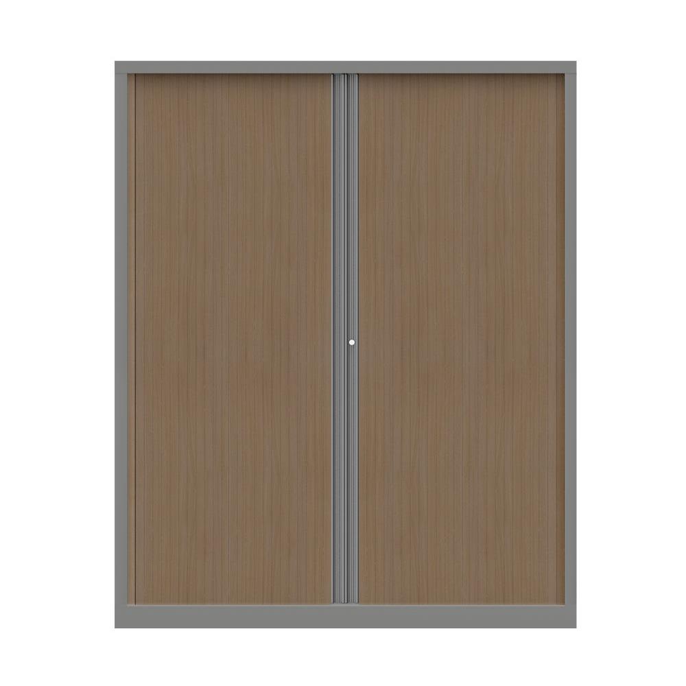 Armoire � rideaux m�tallique Confort+ maxi-largeur 160 x Ht 198 cm - corps Aluminium rideaux Ch�ne