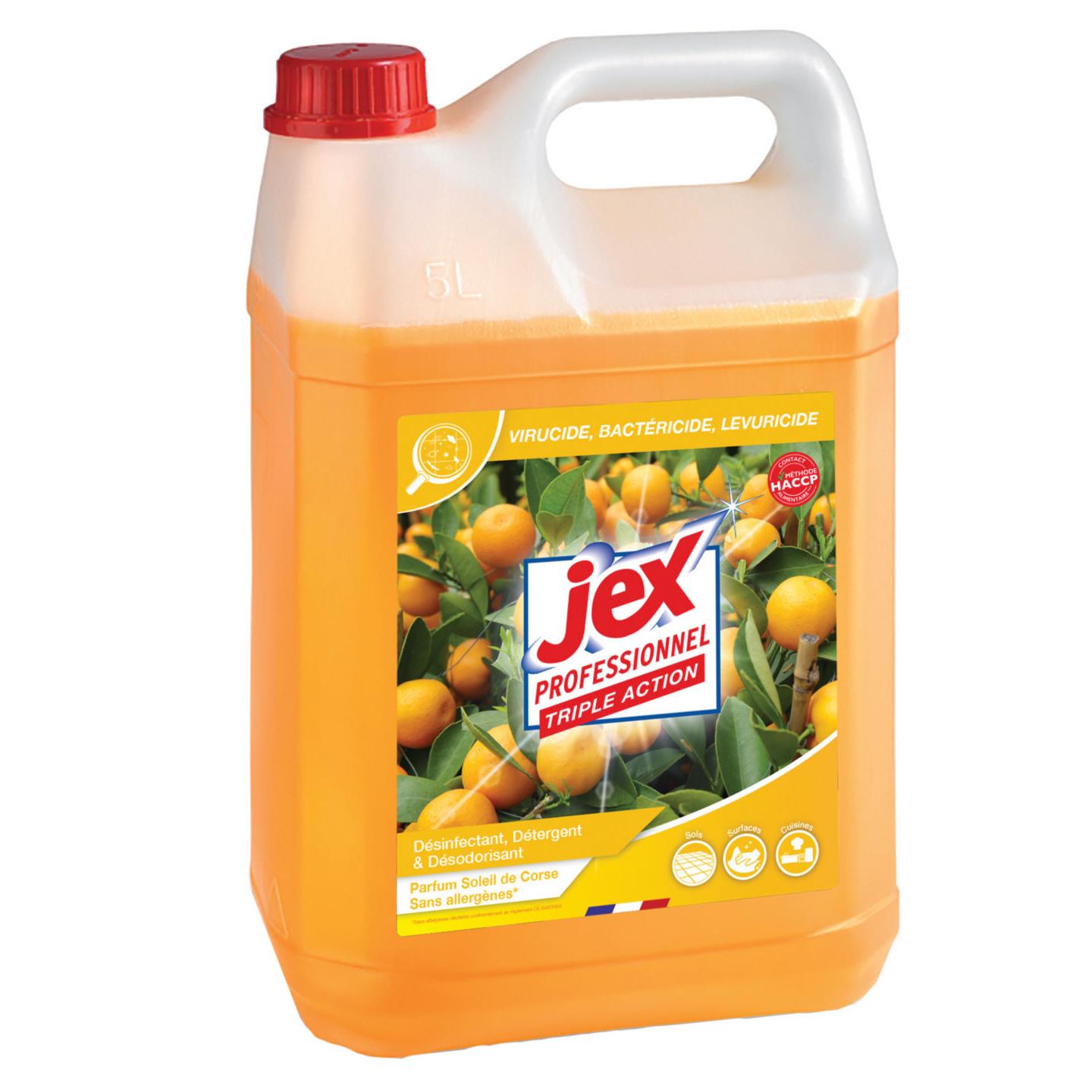 Nettoyant multi-usages desinfectant Jex - parfum soleil de corse - bidon de 5L