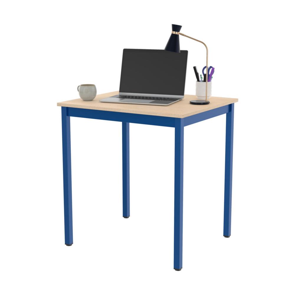 Table polyvalente rectangle - L 70 x P 60 cm - plateau rable - pieds bleus