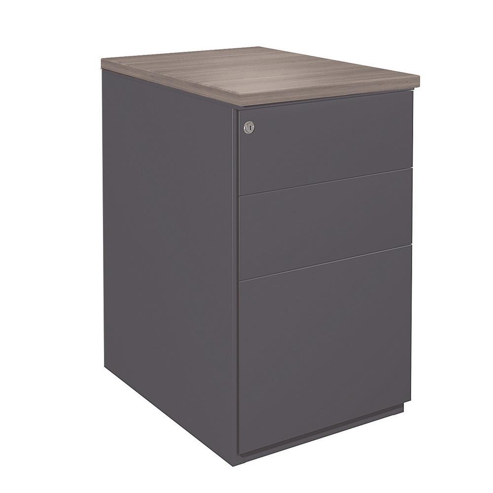 Caisson hauteur bureau m�tal - NF Environnement - anthracite - top c�dre- H72 x L 42 x P 80 cm