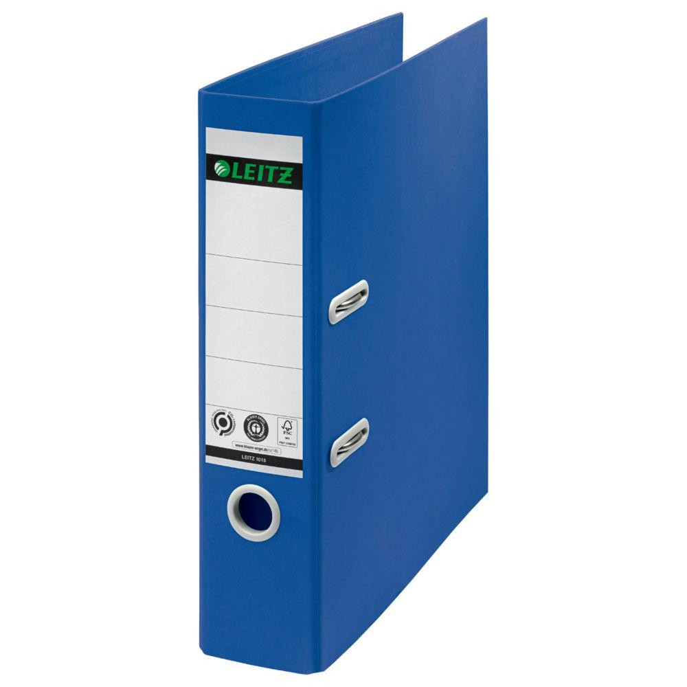 Classeur  levier A4 180 en carton 100% recycl et recyclable Leitz Recycle - Dos 8 cm - Bleu