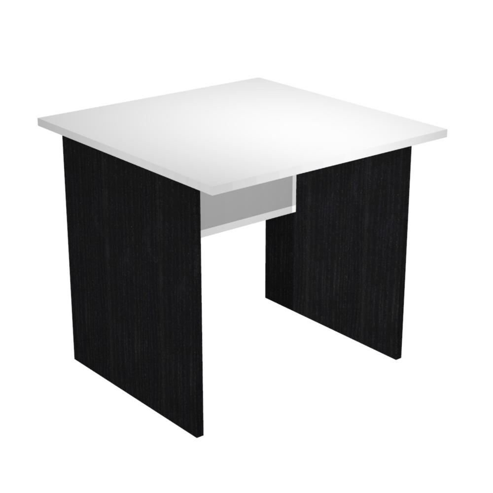 Bureau droit Pulse Bois - L80 x P80 cm - Plateau Blanc - Pieds pleins Noir