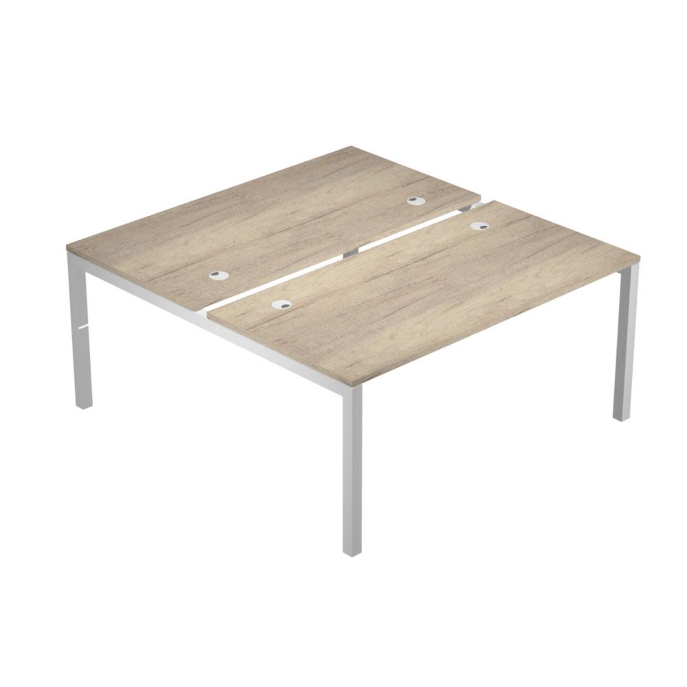 Bureau Bench - 2 postes Java - 160 x 168 cm - plateau ch�ne canadien - pi�tement arche aluminium