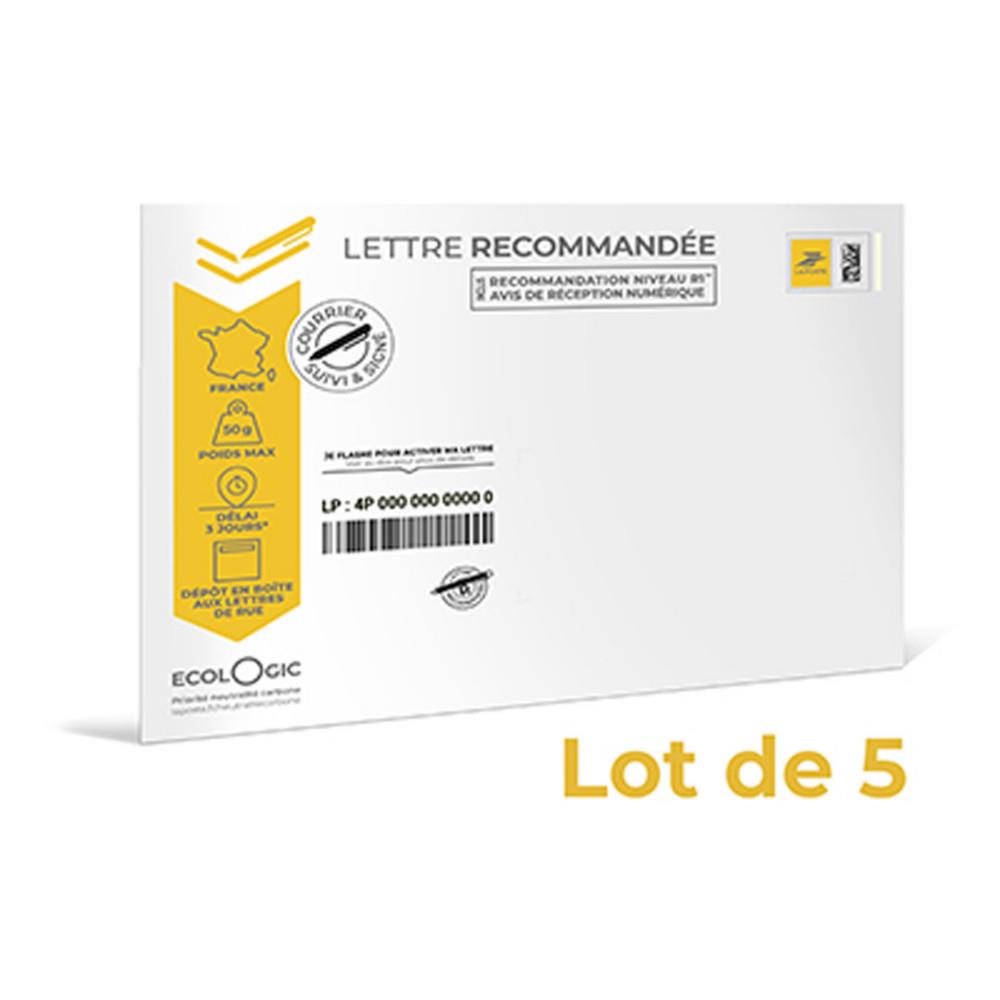 Enveloppe Pr�t-�-poster La Poste - Lettre recommand�e 50 g - Format C5 -229 x 162 mm - Lot de 5
