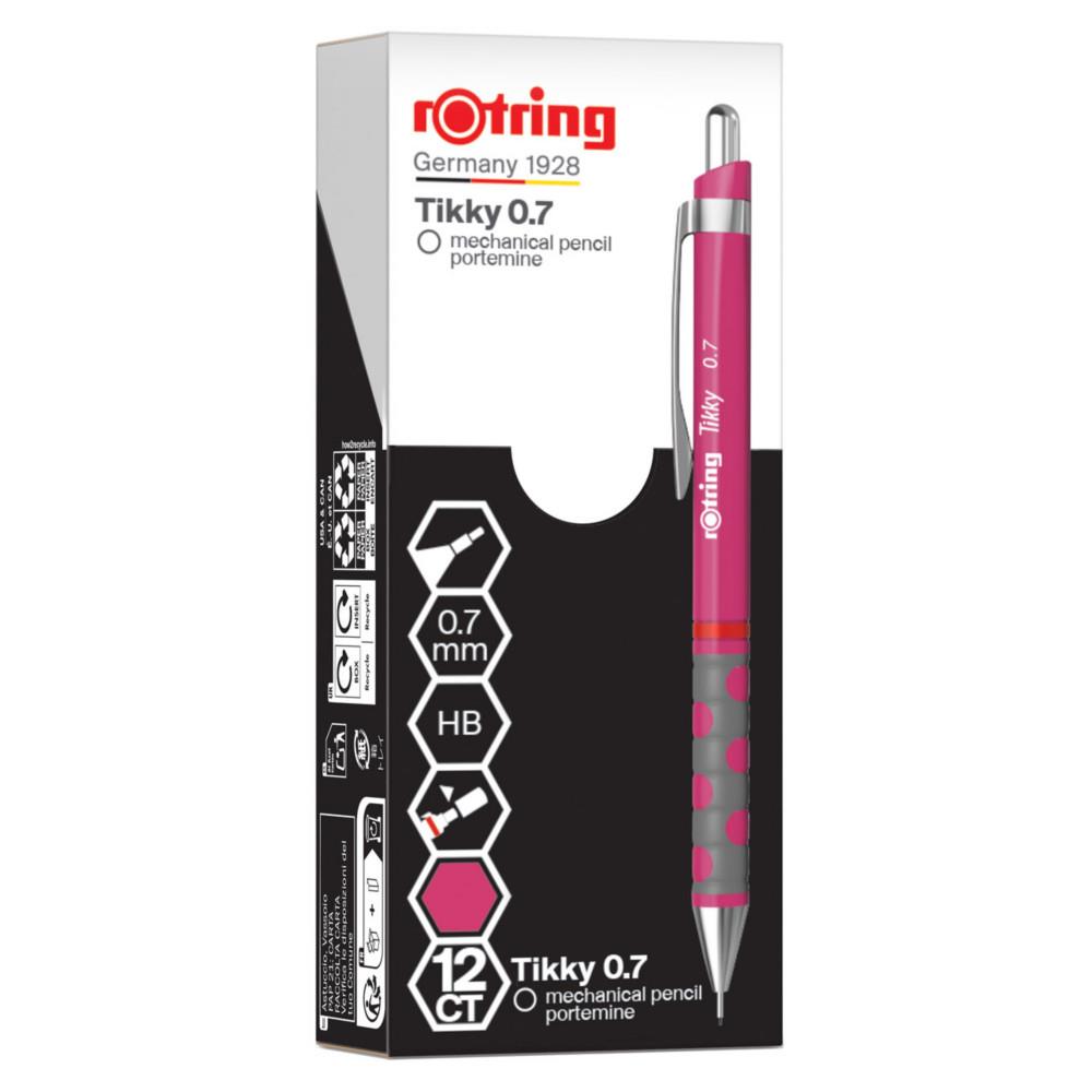 Portemine Tikky Rotring mine 0,7 mm rechargeable - Corps magenta avec grip