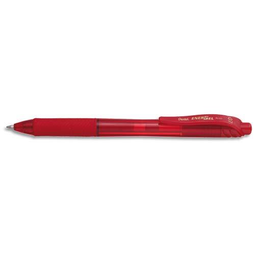 Stylo roller rtractable Pentel Energel X - Pointe moyenne - Encre rouge