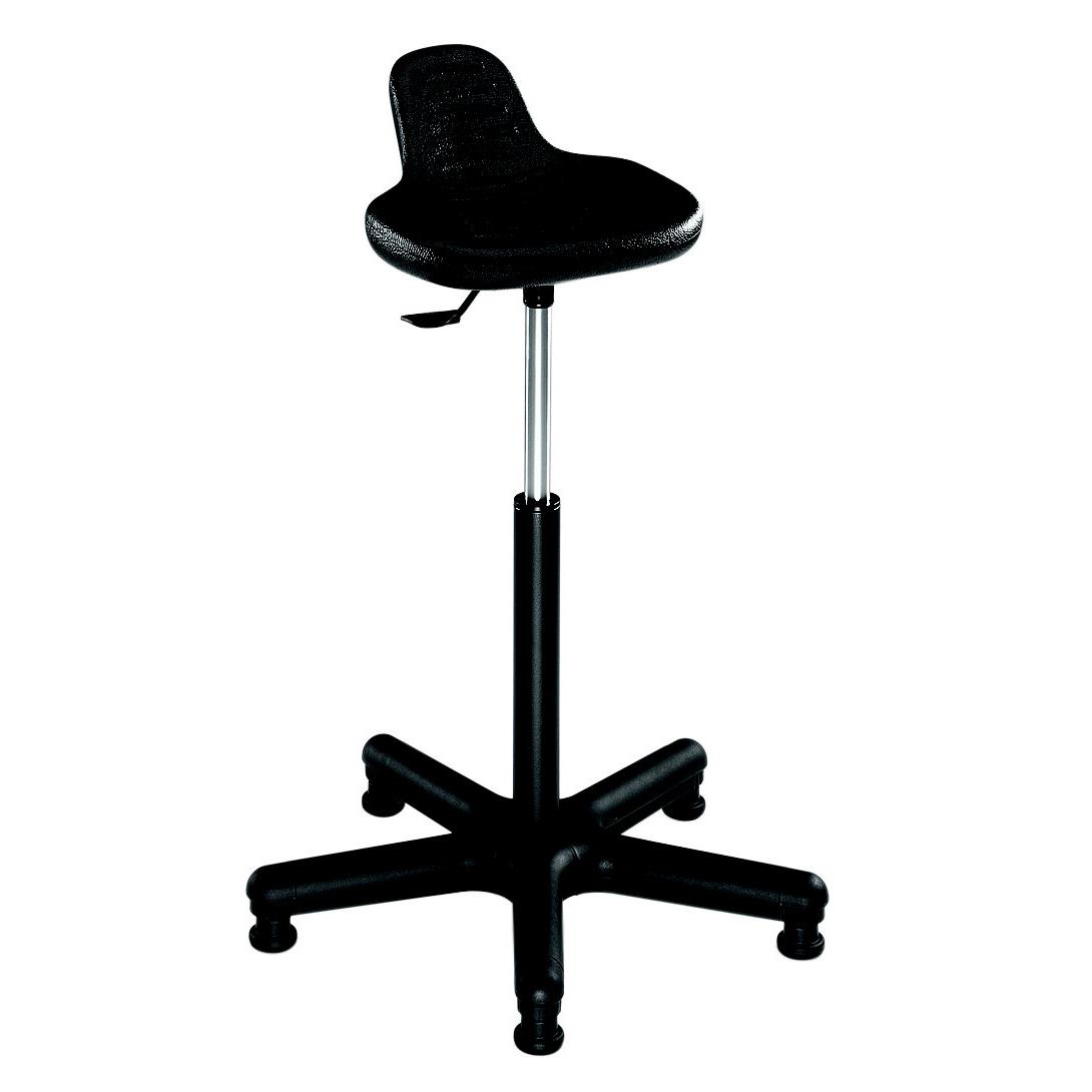 Tabouret assis-debout polyurthane sur patins - noir - 54-80 cm de hauteur