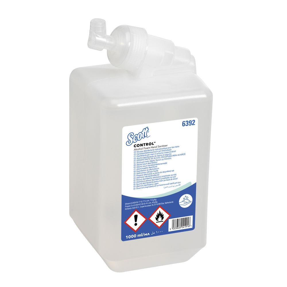 Mousse hydroalcoolique dsinfectante pour les mains Scott Control - sans parfum - Lot de 6 cartouches de 1 L