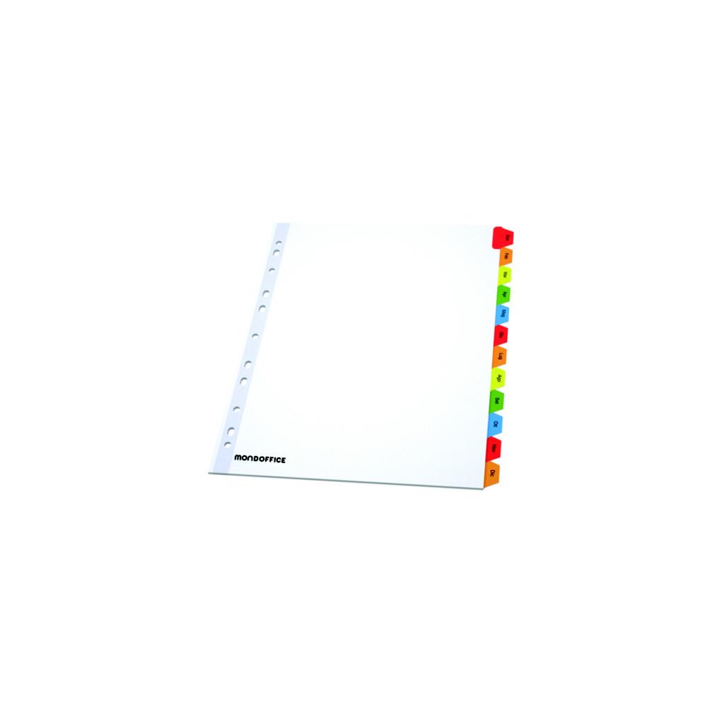 Intercalaires mensuels A4+ Mondoffice en bristol 170g blanc - 12 divisions couleur