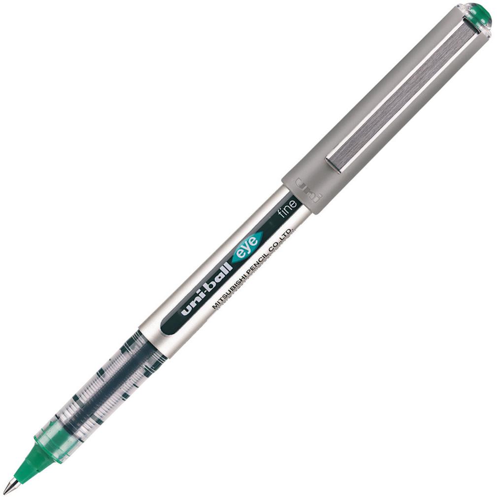 Stylo roller Uniball Eye UB 157 - pointe mtal fine encre liquide verte