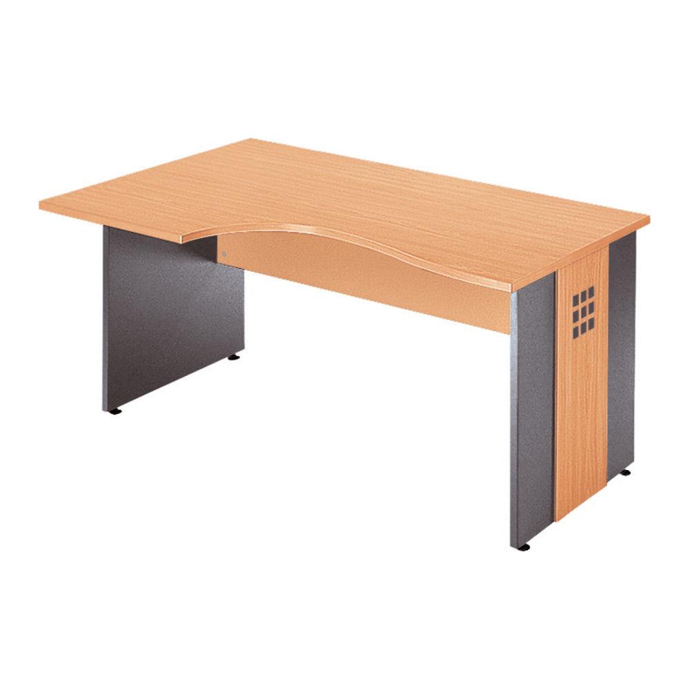 Bureau compact retour  gauche Boreal - L 160 x P 100 cm - plateau htre - pieds pleins aluminium