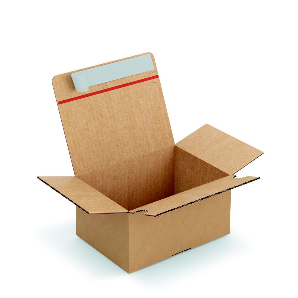 Caisse  montage instantan et fermeture adhsive en carton simple cannelure brun - L.int. 21,5 x l.15,5 x H.11 cm - Lot de 20