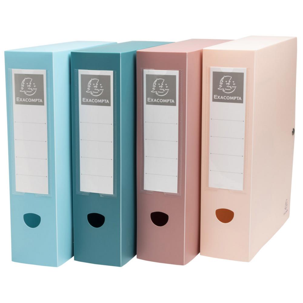 Bo�te archive Exacompta de classement � pression Skandi A4 Dos 8 mm PP recycl� - lot de 4 couleurs assorties