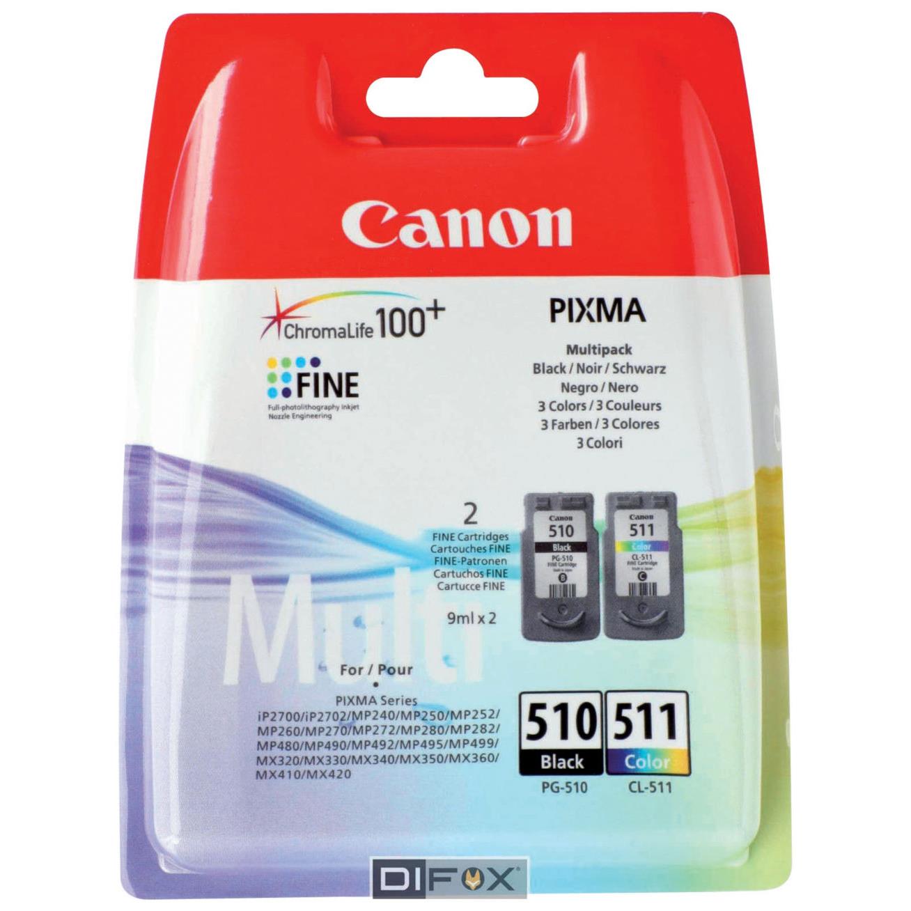 Cartouches pour imprimantes - Canon multipack de cartouches d'encre pg-510/cl-511 bk/c/m/y