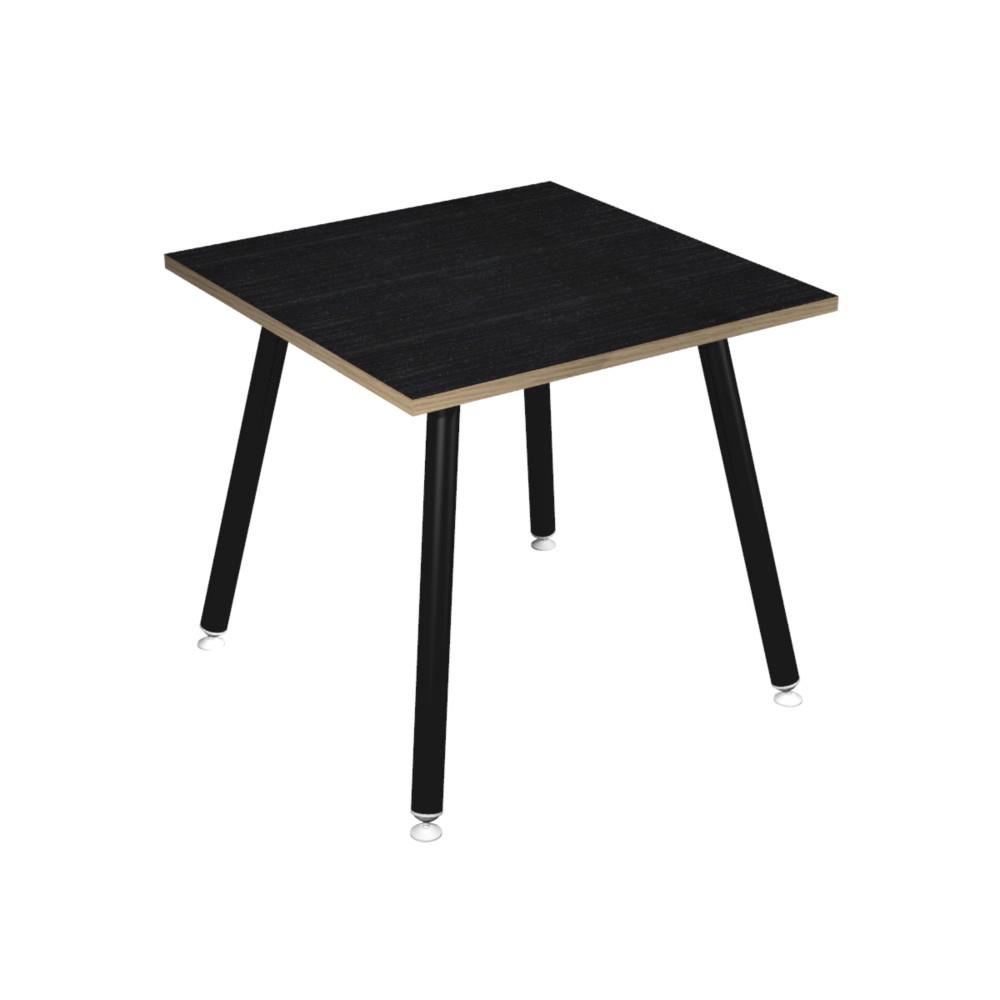 Bureau droit Knot - L80 x 80 cm - plateau frne noir - pieds inclins - mtal noir