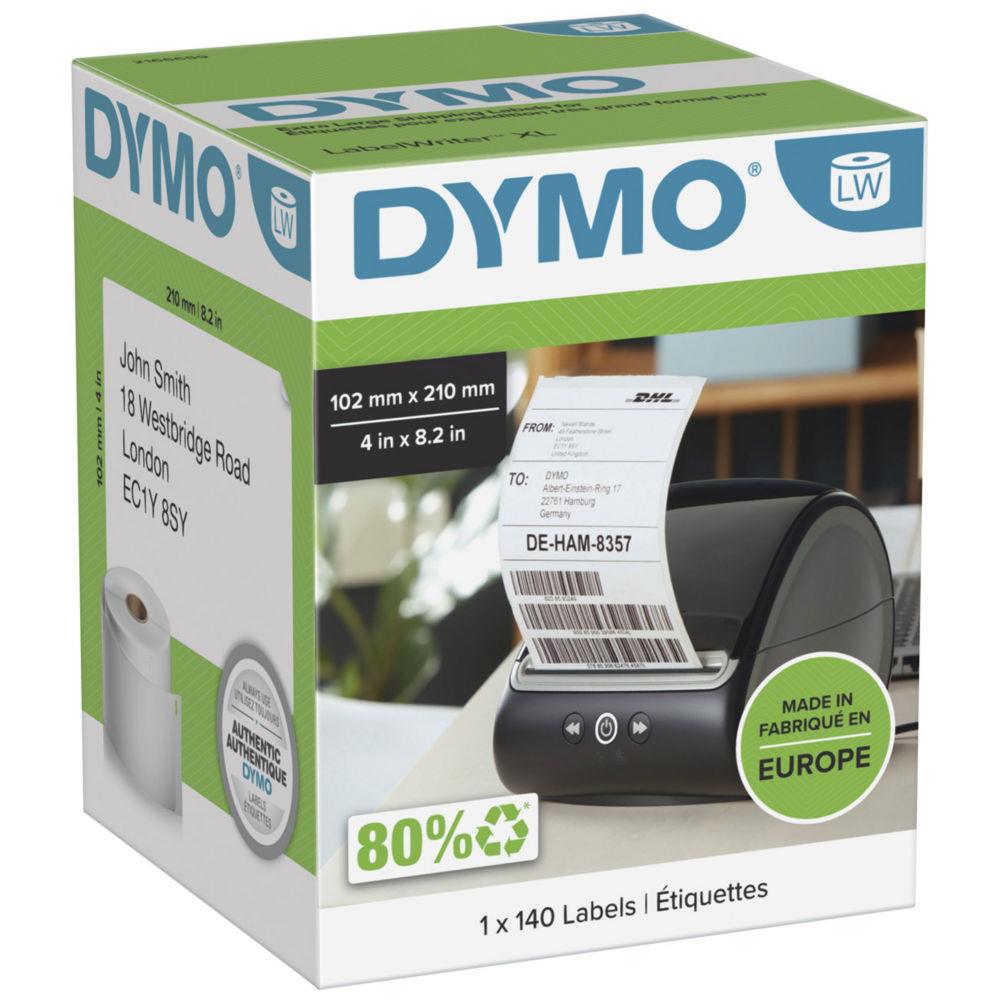 tiquettes Dymo LabelWriter 4XL / 5XL extra larges blanches autocollantes prdcoupes -102 x 210 mm pour colis DHL - Modle 2166659 - Rouleau de 140 tiquettes