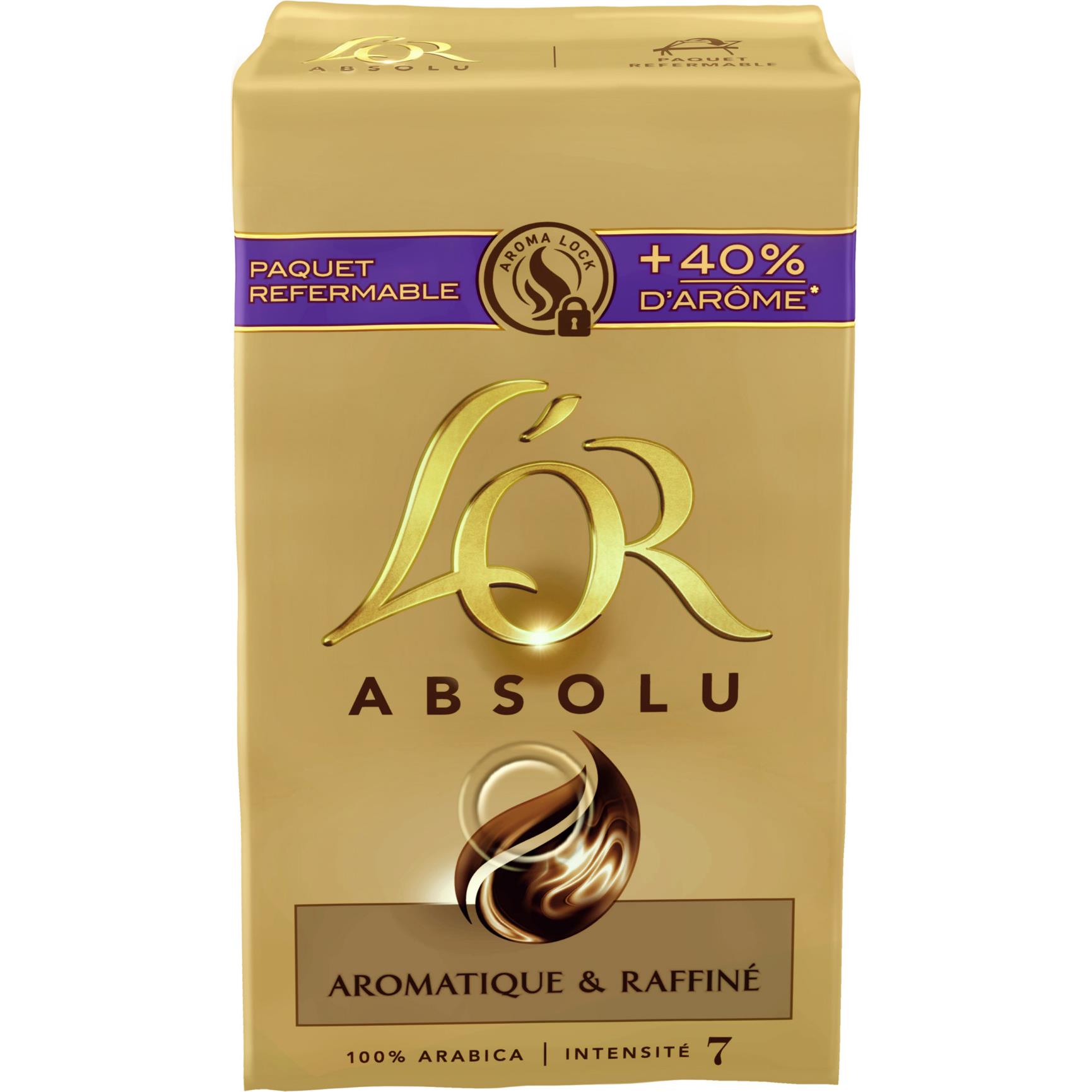 Caf Absolu moulu 100% arabica - intensit 7 - paquet de 250 g - lot de 2 paquets