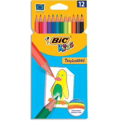 Etui de 12 crayons de couleur Tropicolors Bic - coloris assortis