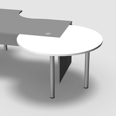 Table de convivialit 3/4 de rond diamtre 120 cm dcor blanc neige pour pitement panneau Forstyl