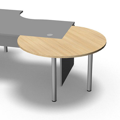 Table de convivialit 3/4 de rond diamtre 120 cm dcor chne clair pour pitement panneau Forstyl